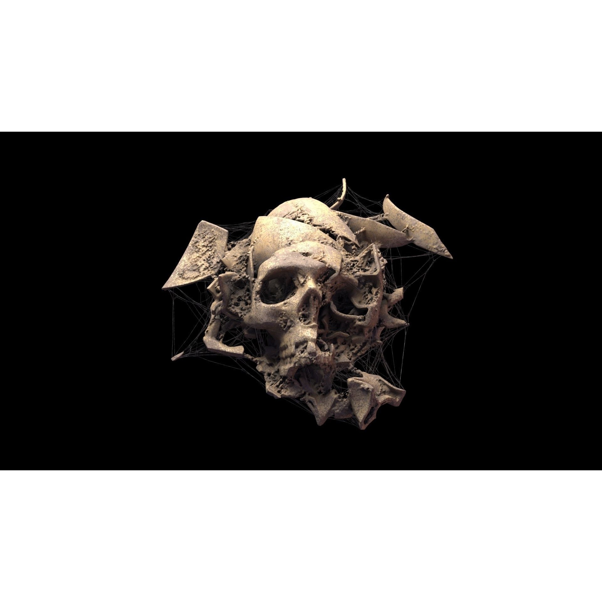 Broken Skulls with Spider Webs - Game-Ready 3D Model - View 11
