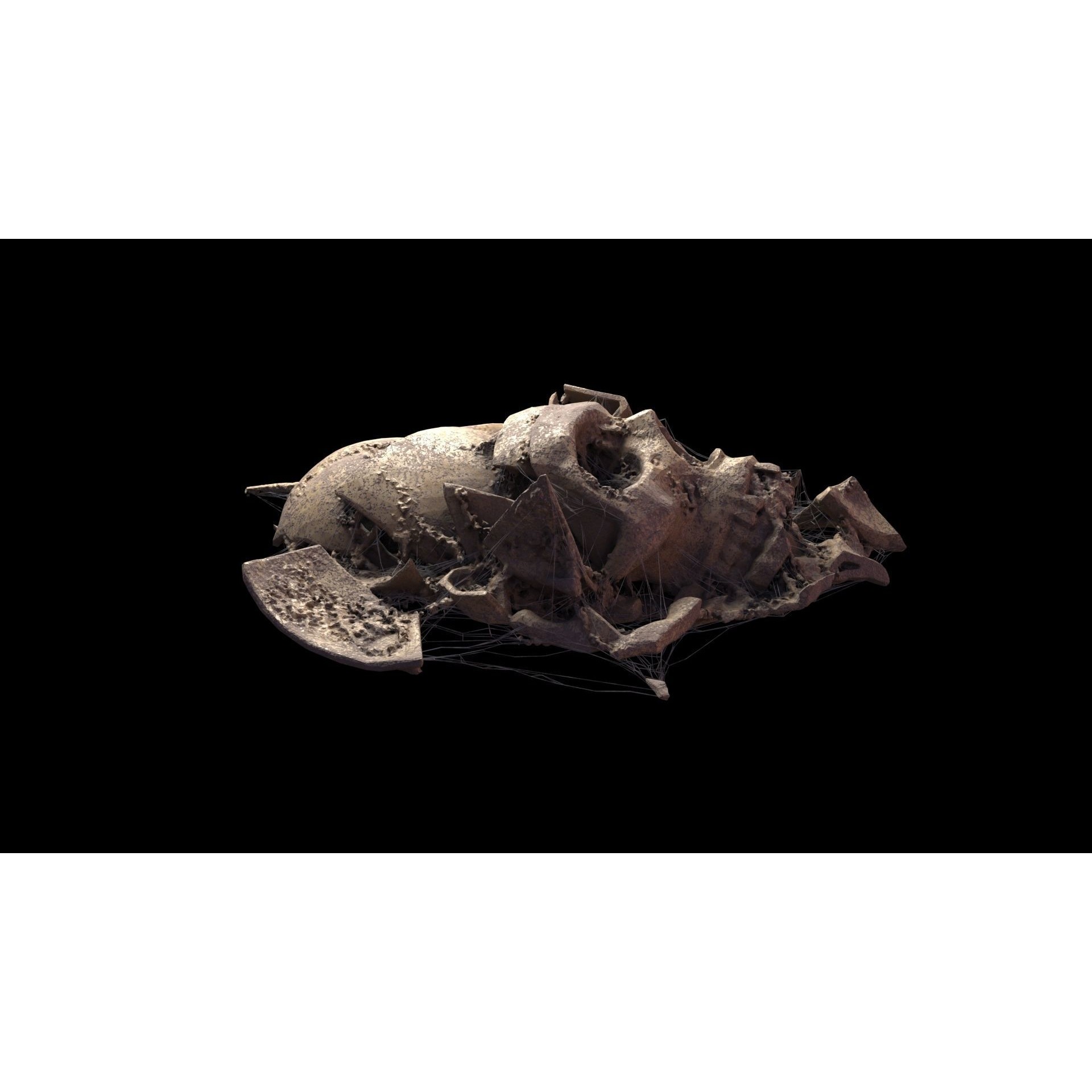 Broken Skulls with Spider Webs - Game-Ready 3D Model - View 12