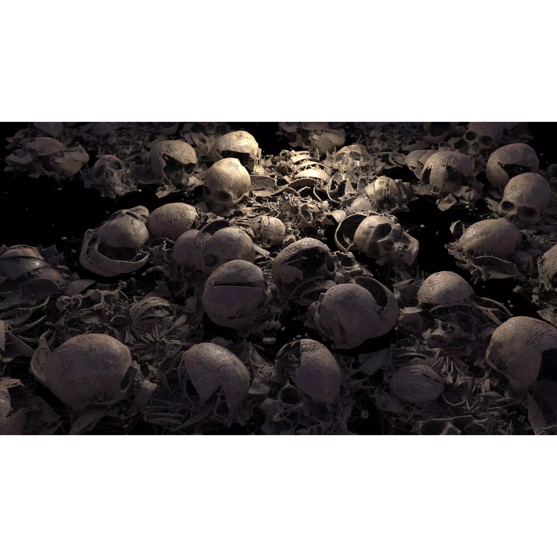 Broken Skulls with Spider Webs - Game-Ready 3D Model - View 2