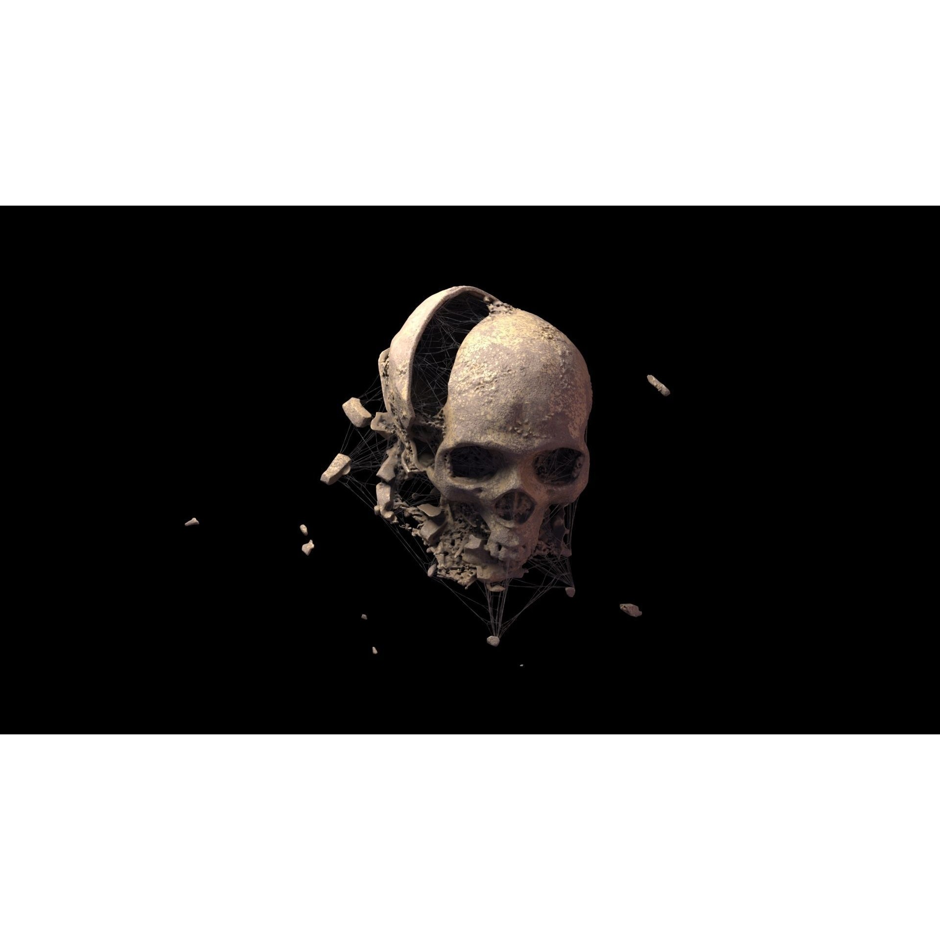 Broken Skulls with Spider Webs - Game-Ready 3D Model - View 29
