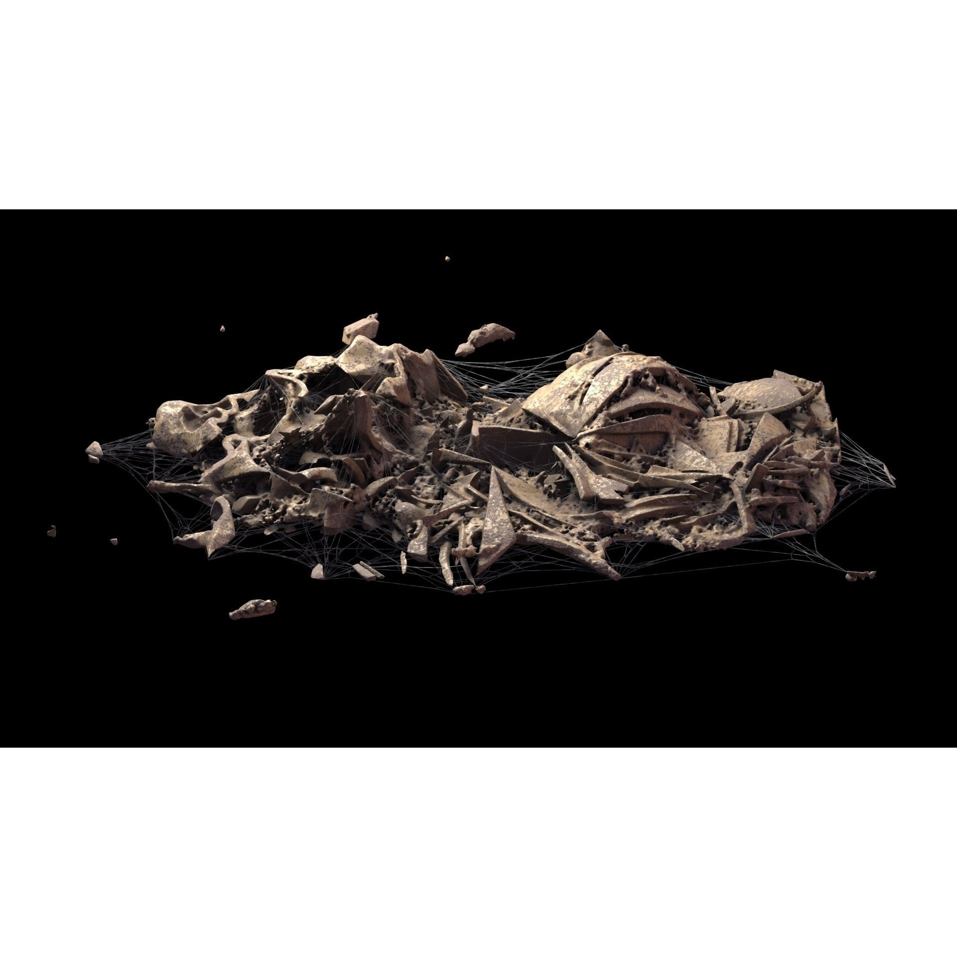 Broken Skulls with Spider Webs - Game-Ready 3D Model - View 32