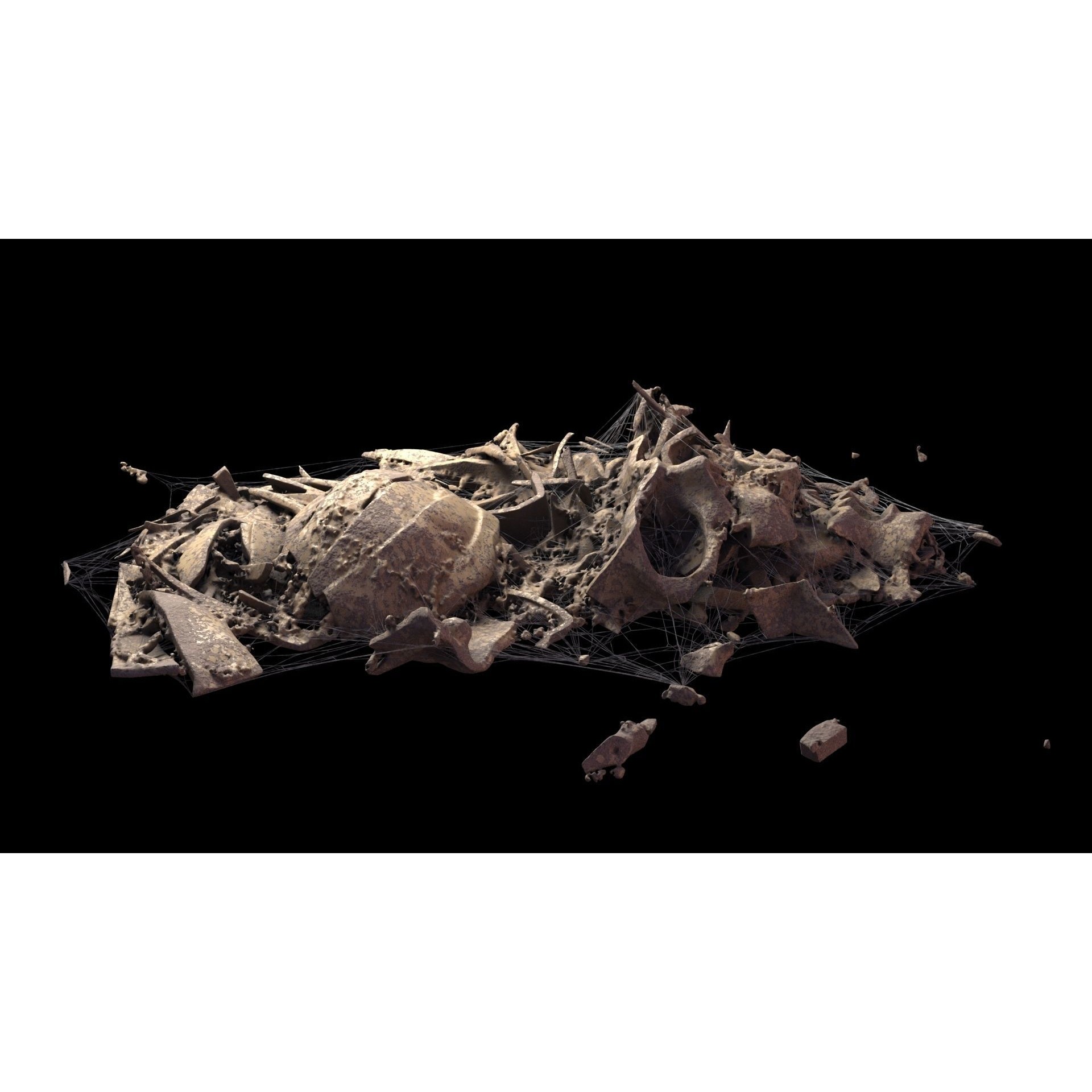 Broken Skulls with Spider Webs - Game-Ready 3D Model - View 33