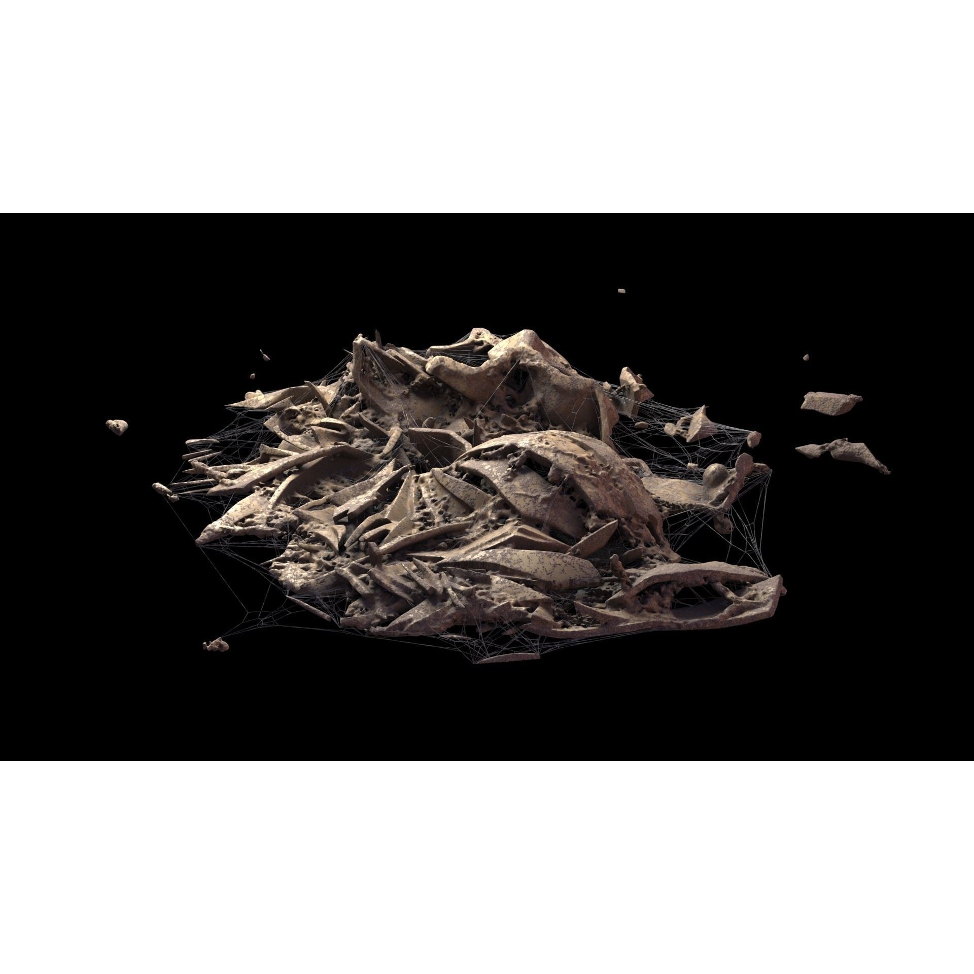 Broken Skulls with Spider Webs - Game-Ready 3D Model - View 36