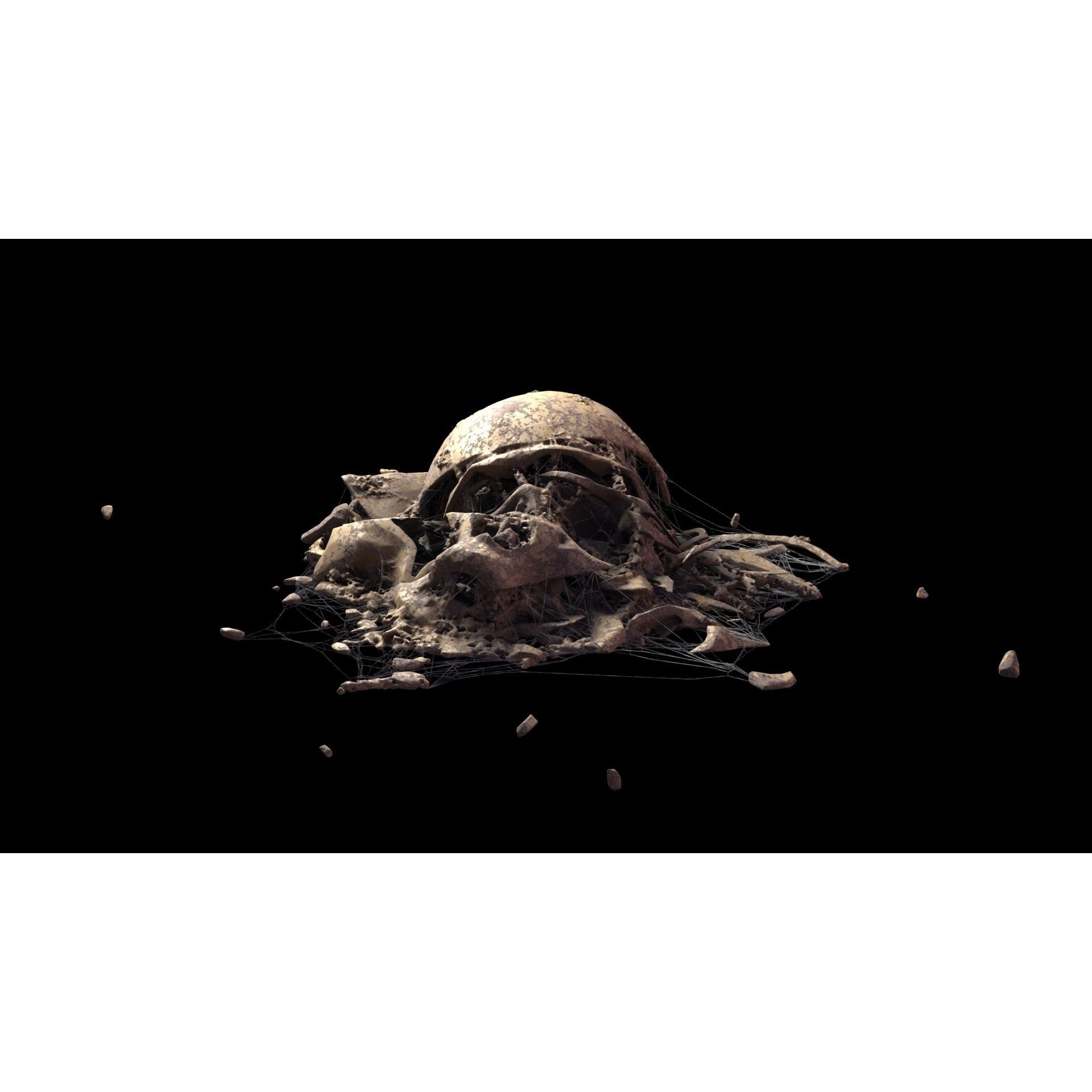 Broken Skulls with Spider Webs - Game-Ready 3D Model - View 46
