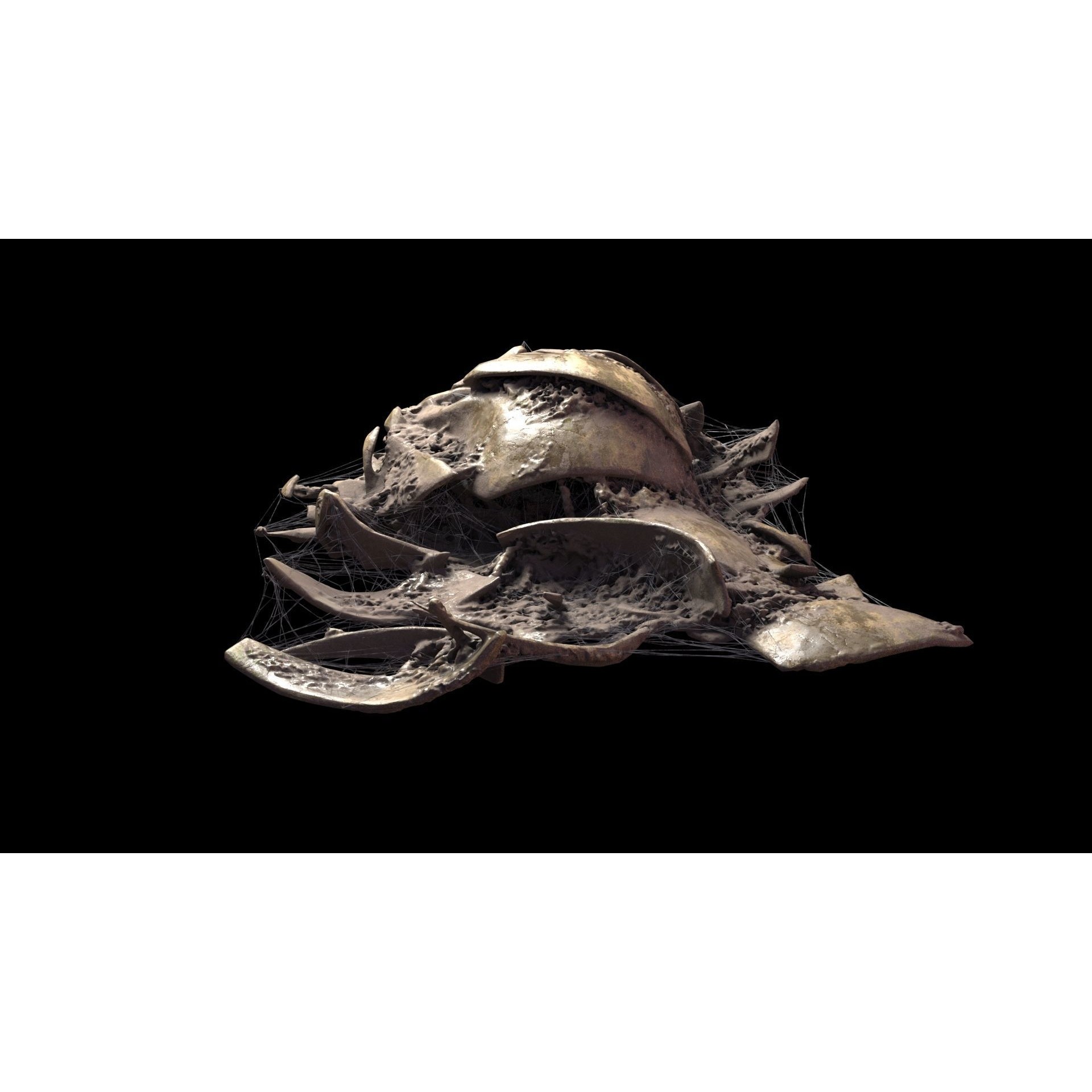 Broken Skulls with Spider Webs - Game-Ready 3D Model - View 6