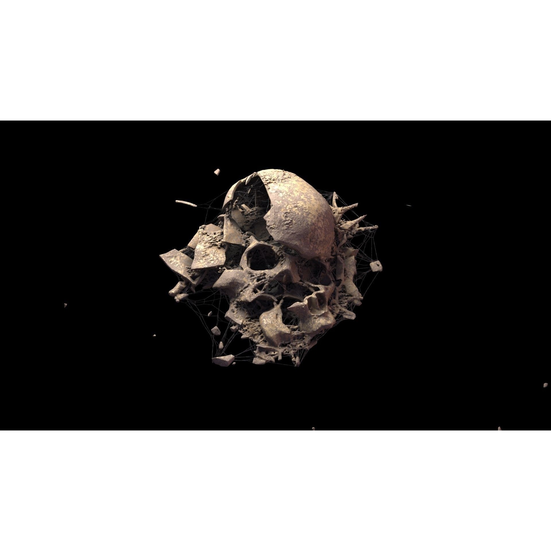 Broken Skulls with Spider Webs - Game-Ready 3D Model - View 60