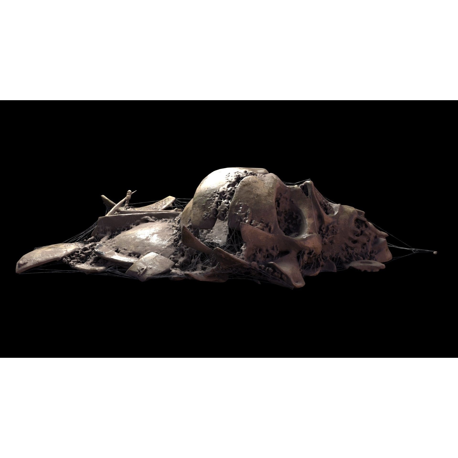 Broken Skulls with Spider Webs - Game-Ready 3D Model - View 7