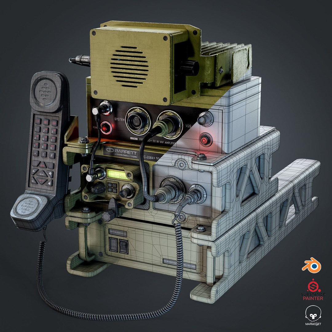 Barrett VHF Radio 3D Model – Low Poly Game Ready Asset, FBX & OBJ - View 10