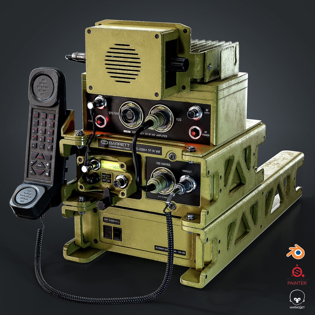 Barrett VHF Radio 3D Model – Low Poly Game Ready Asset, FBX & OBJ - View 6
