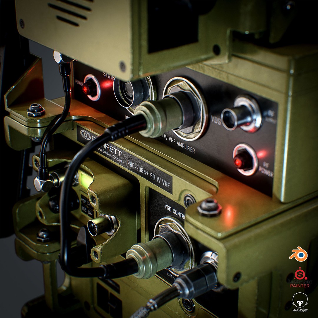 Barrett VHF Radio 3D Model – Low Poly Game Ready Asset, FBX & OBJ - View 8