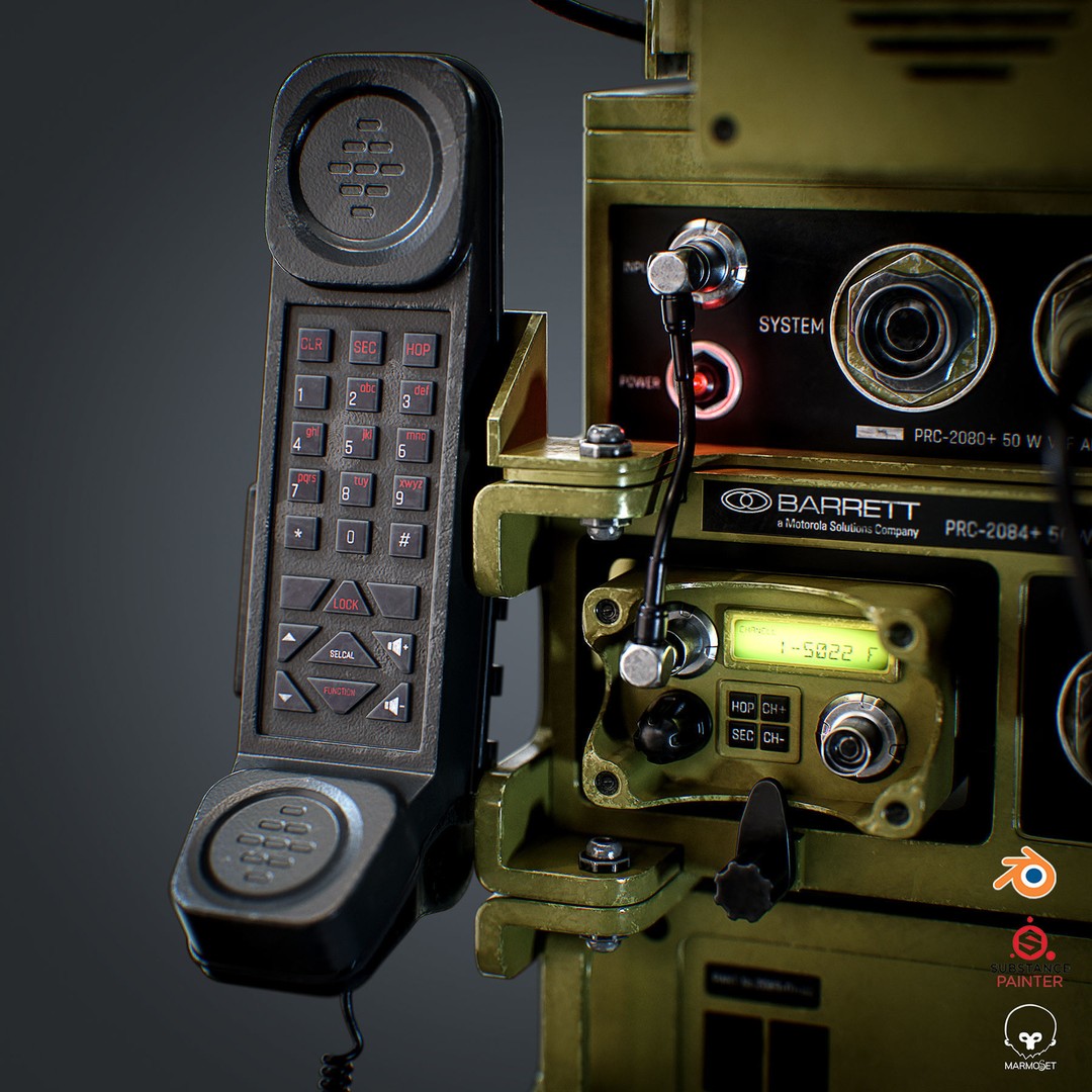 Barrett VHF Radio 3D Model – Low Poly Game Ready Asset, FBX & OBJ - View 9