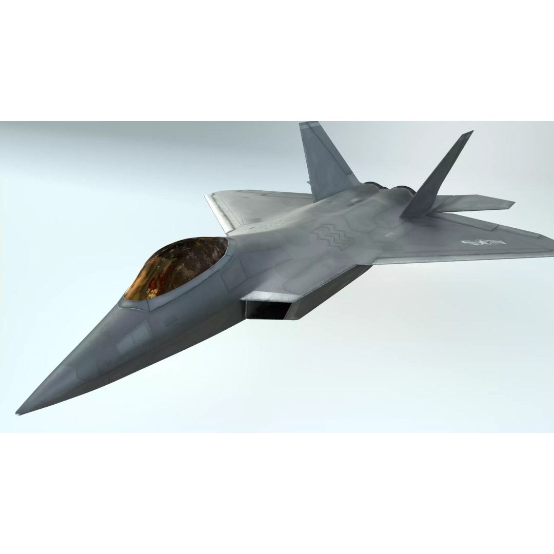 F-22 Raptor 3D Model – High-Detail Rigged Asset, FBX - View 3