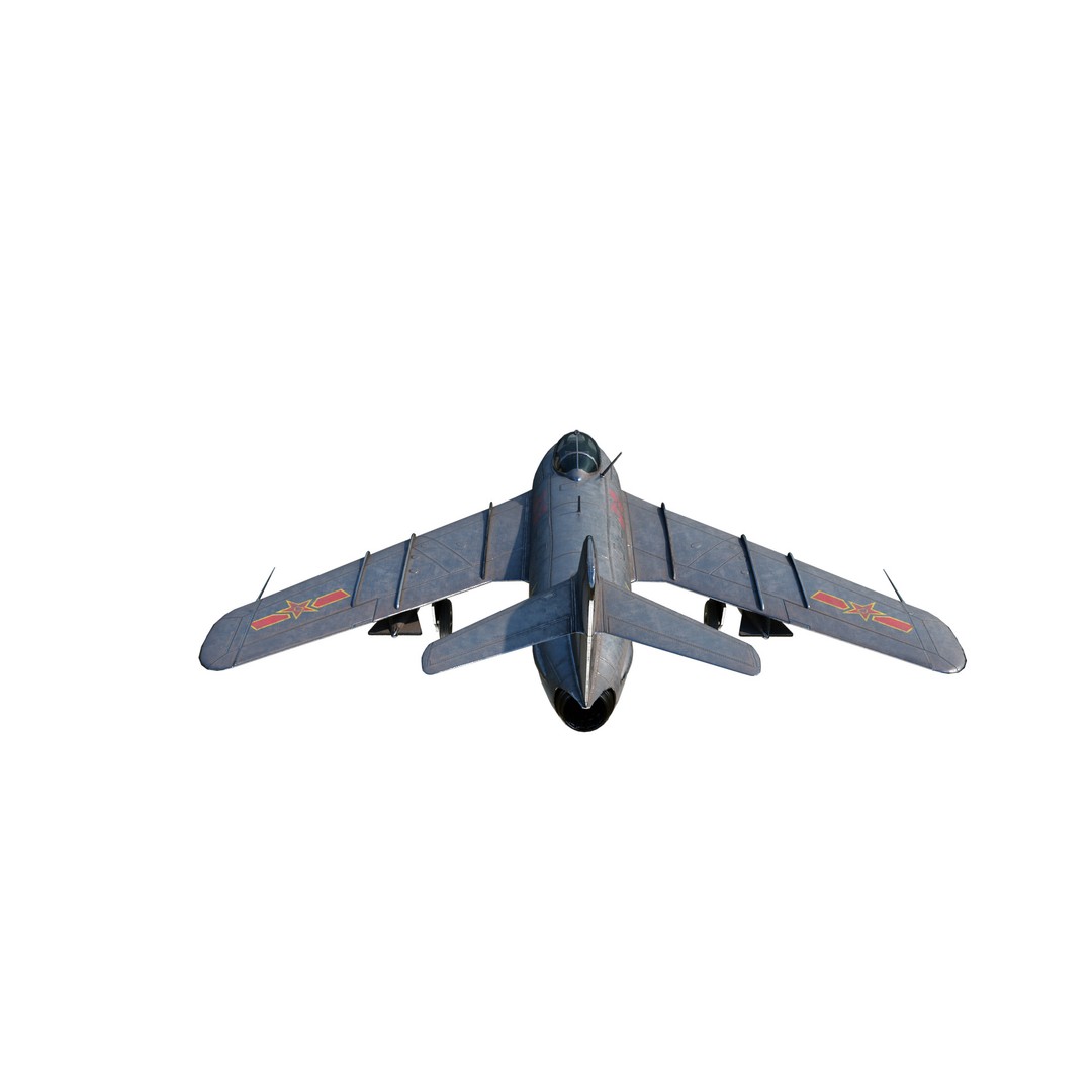 PLAAF J-5 Mig-17 Fresco Jet Fighter 3D Model – Low Poly PBR Game Asset, FBX - View 11