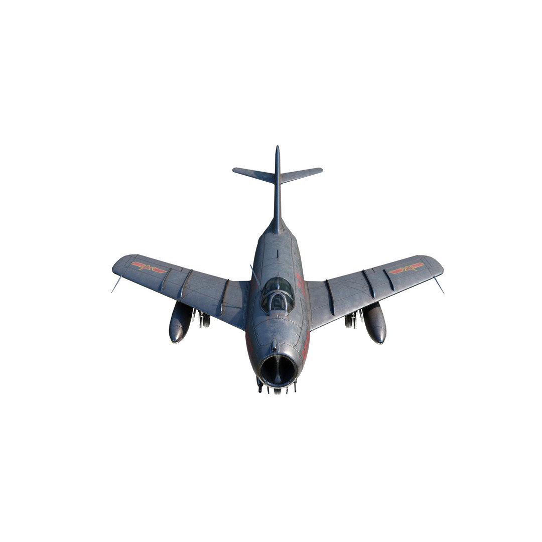 PLAAF J-5 Mig-17 Fresco Jet Fighter 3D Model – Low Poly PBR Game Asset, FBX - View 12