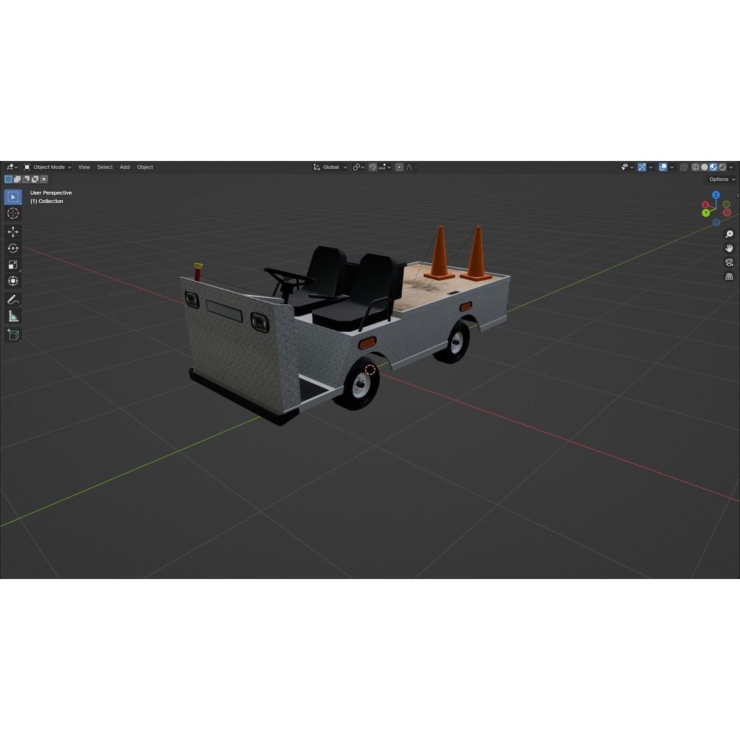 Ground Service Flat Cart 3D Model – Low Poly Static Asset for MSFS, XPlane