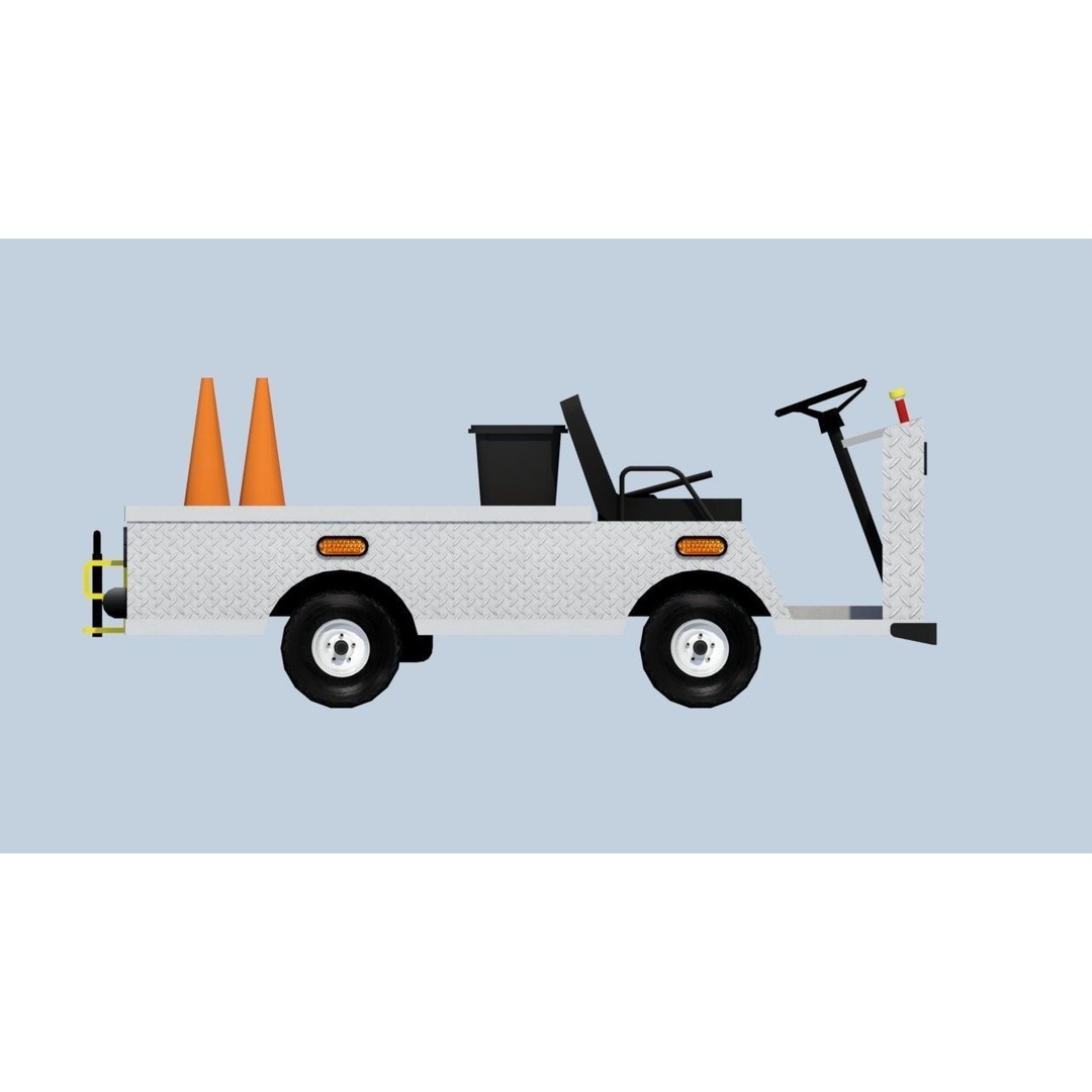 Ground Service Flat Cart 3D Model – Low Poly Static Asset for MSFS, XPlane - View 12