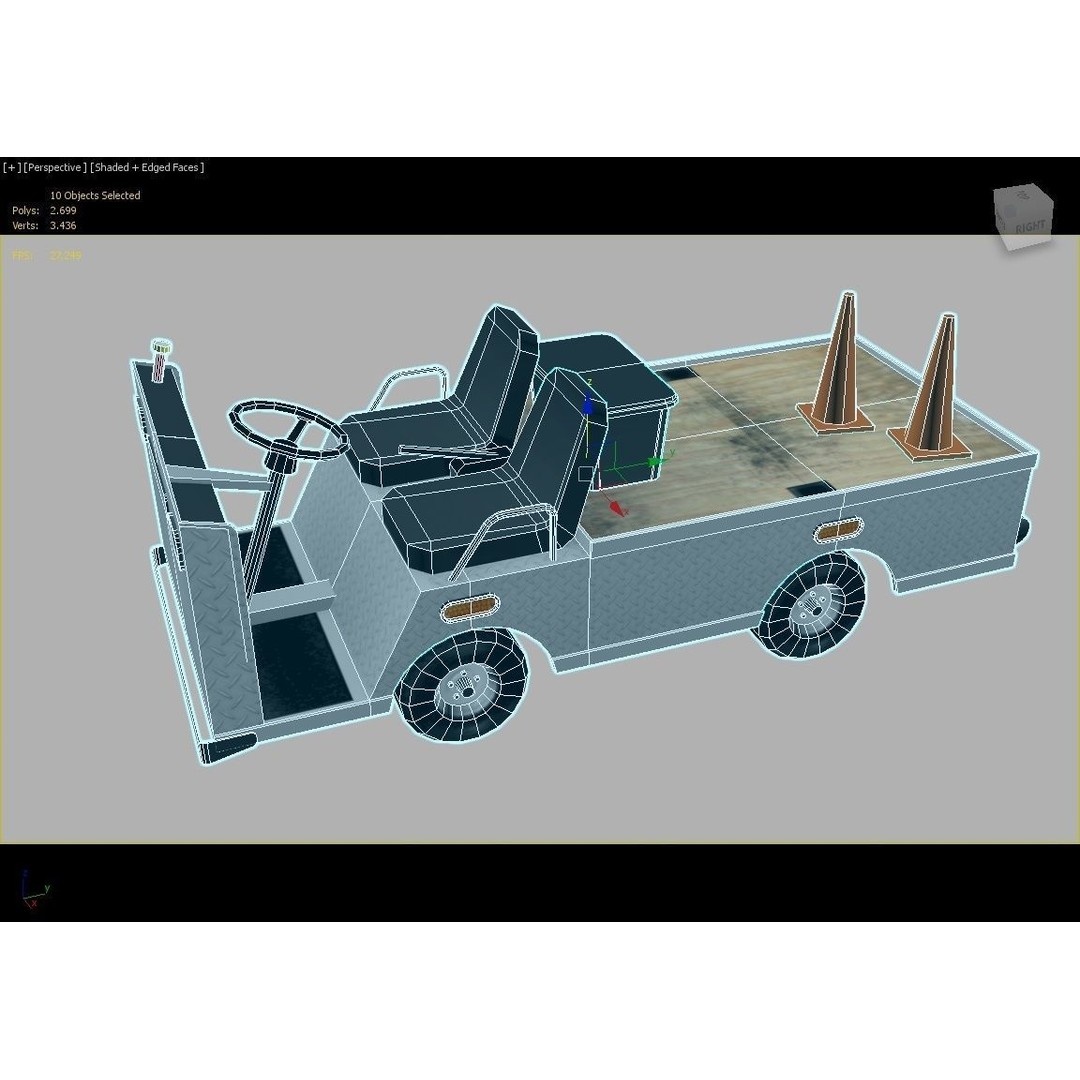 Ground Service Flat Cart 3D Model – Low Poly Static Asset for MSFS, XPlane - View 14