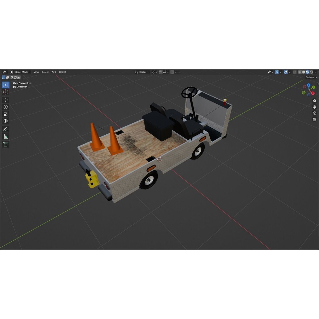 Ground Service Flat Cart 3D Model – Low Poly Static Asset for MSFS, XPlane - View 15