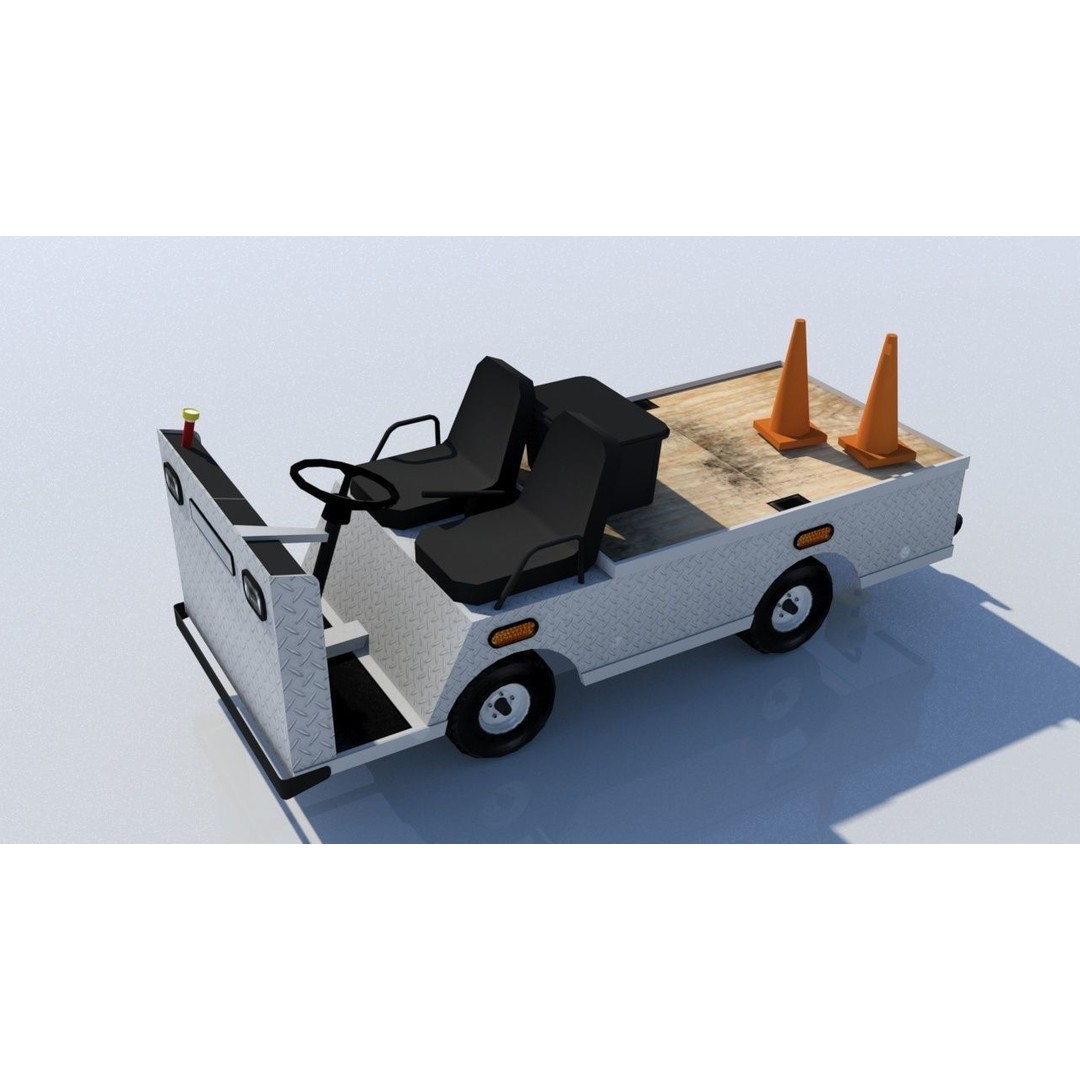 Ground Service Flat Cart 3D Model – Low Poly Static Asset for MSFS, XPlane - View 3