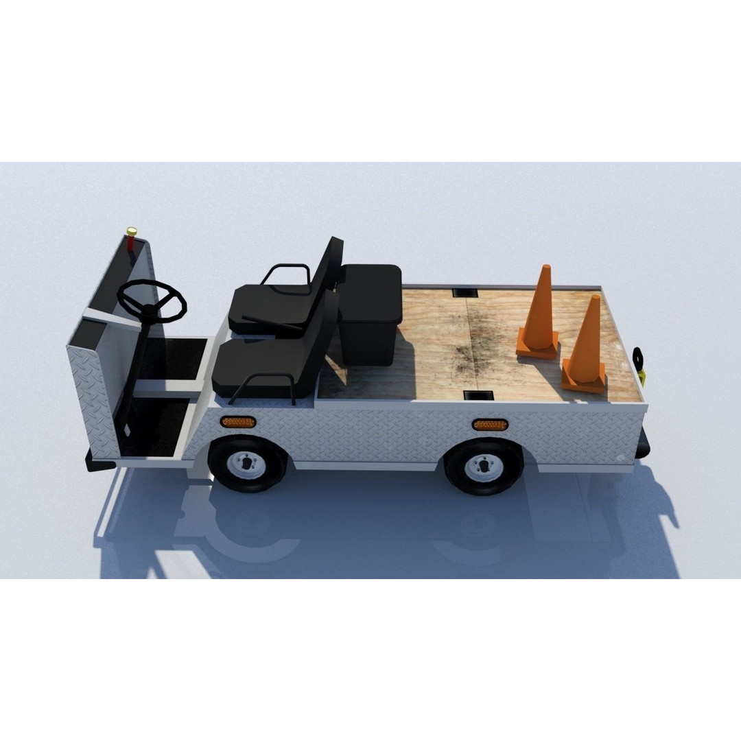 Ground Service Flat Cart 3D Model – Low Poly Static Asset for MSFS, XPlane - View 4