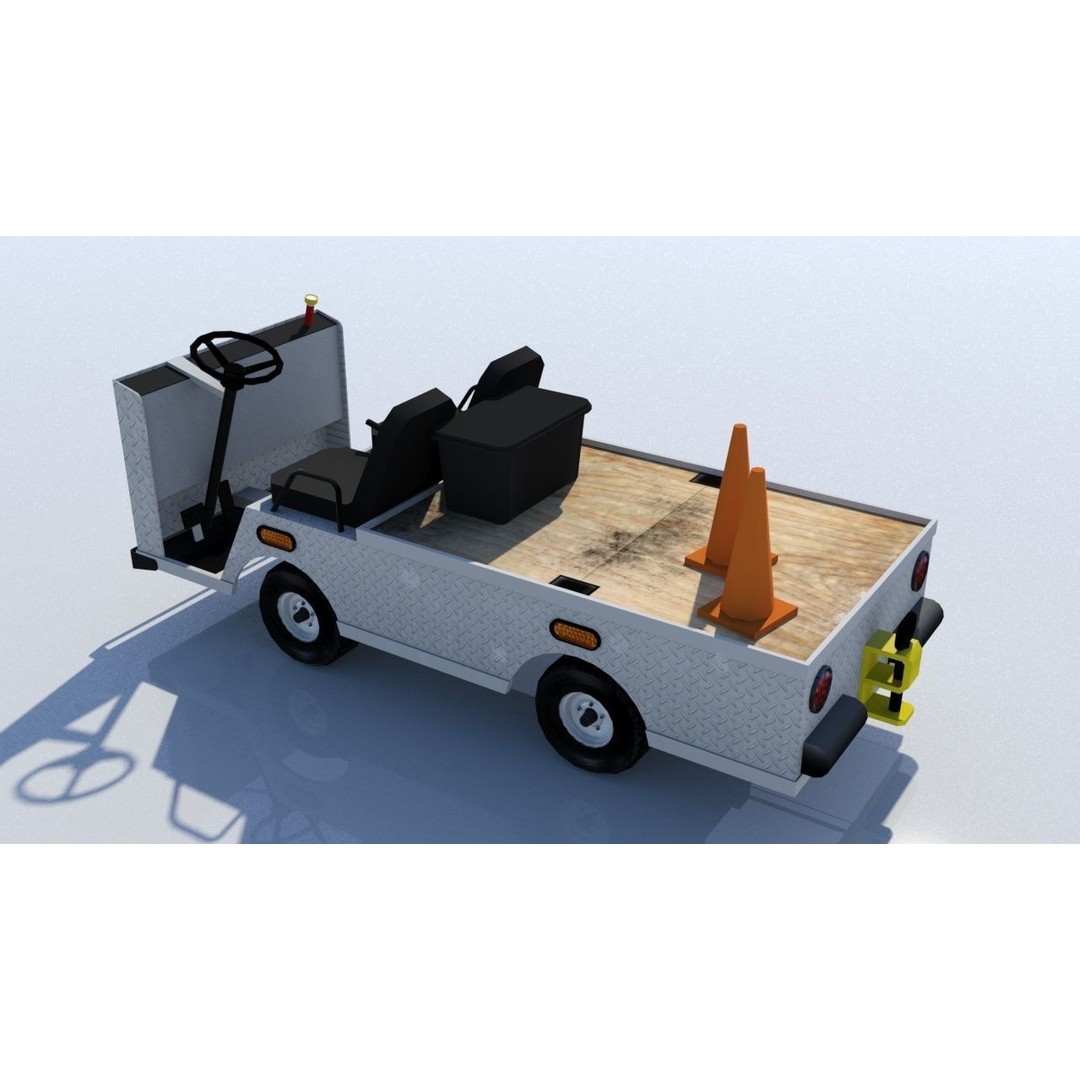 Ground Service Flat Cart 3D Model – Low Poly Static Asset for MSFS, XPlane - View 5