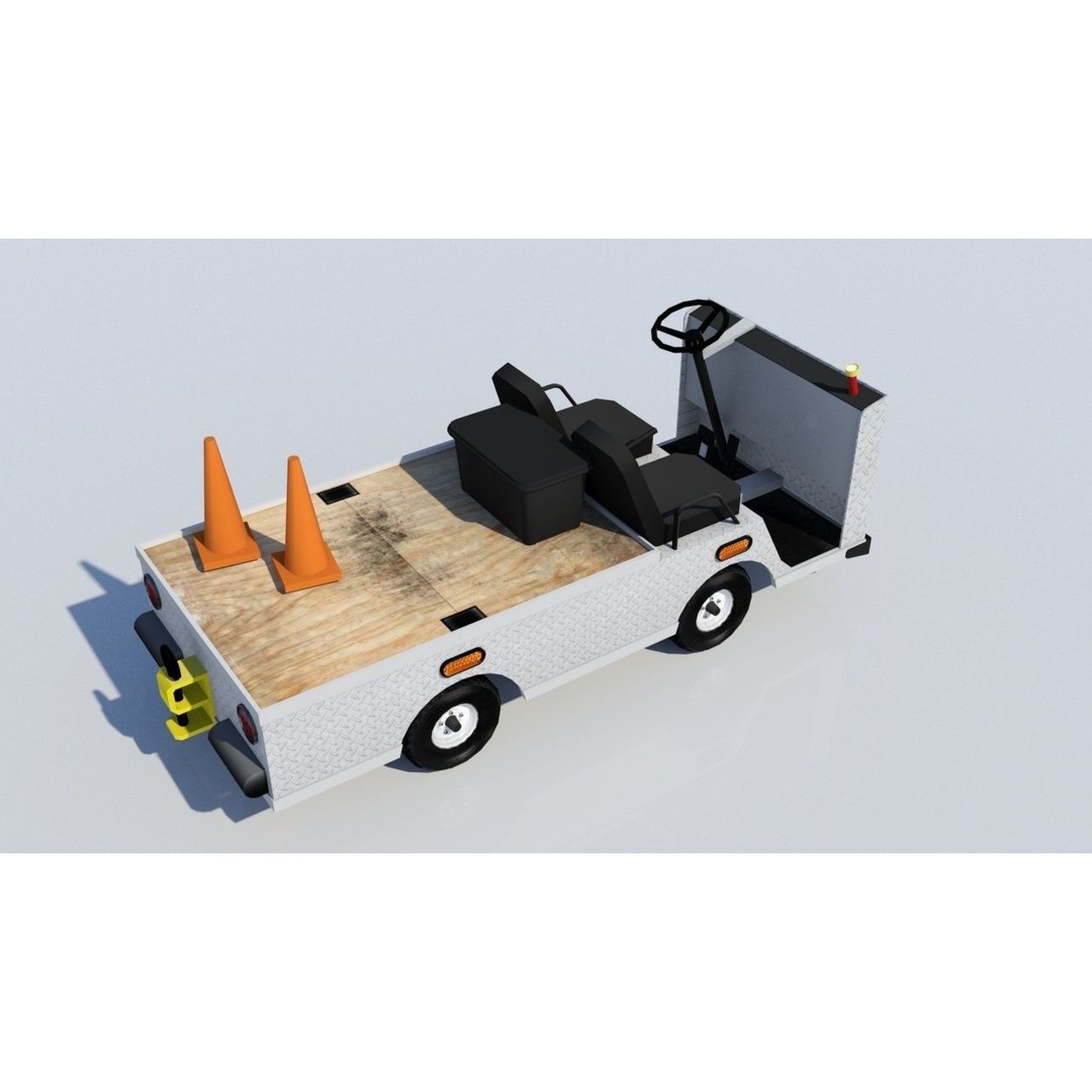 Ground Service Flat Cart 3D Model – Low Poly Static Asset for MSFS, XPlane - View 7
