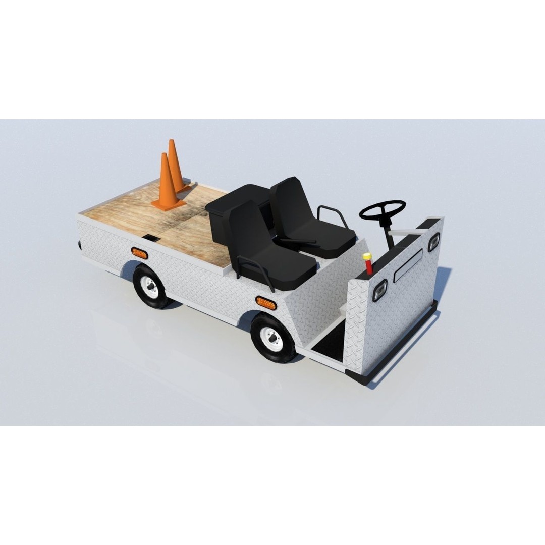 Ground Service Flat Cart 3D Model – Low Poly Static Asset for MSFS, XPlane - View 9