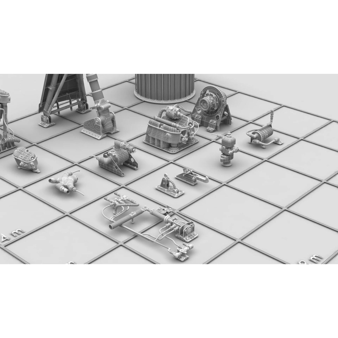 1940s Sci-Fi Technology 3D Model – Kitbash Collection, PBR Textures
