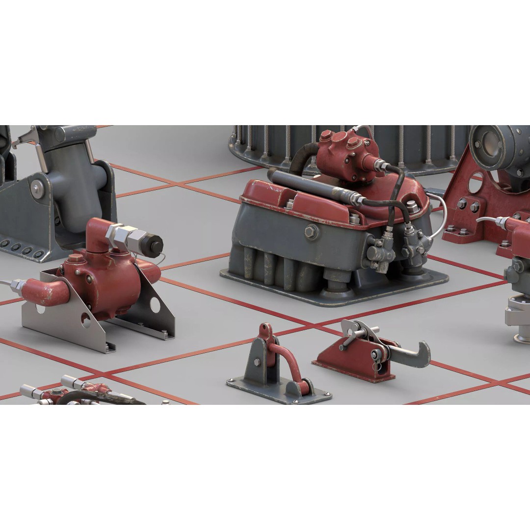 1940s Sci-Fi Technology 3D Model – Kitbash Collection, PBR Textures - View 13