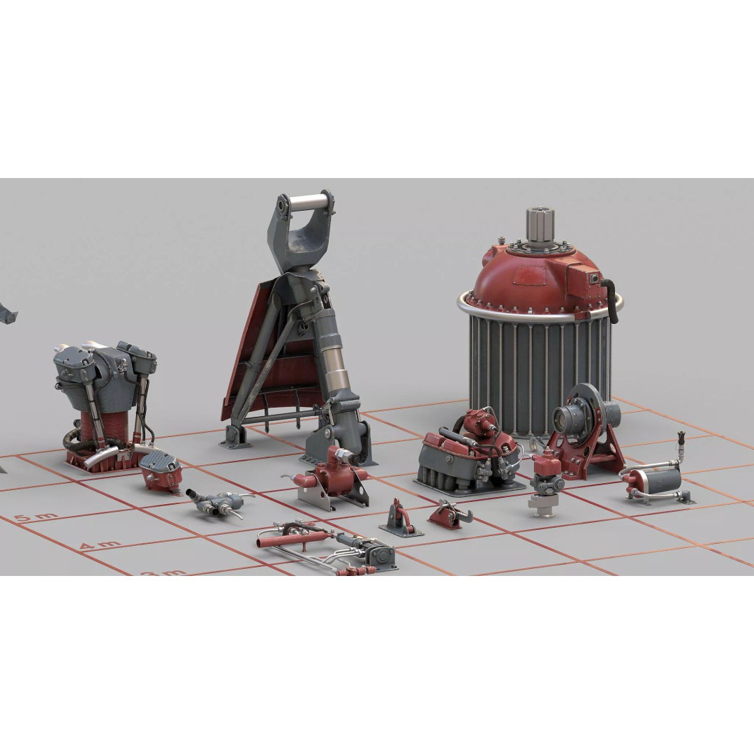 1940s Sci-Fi Technology 3D Model – Kitbash Collection, PBR Textures - View 15