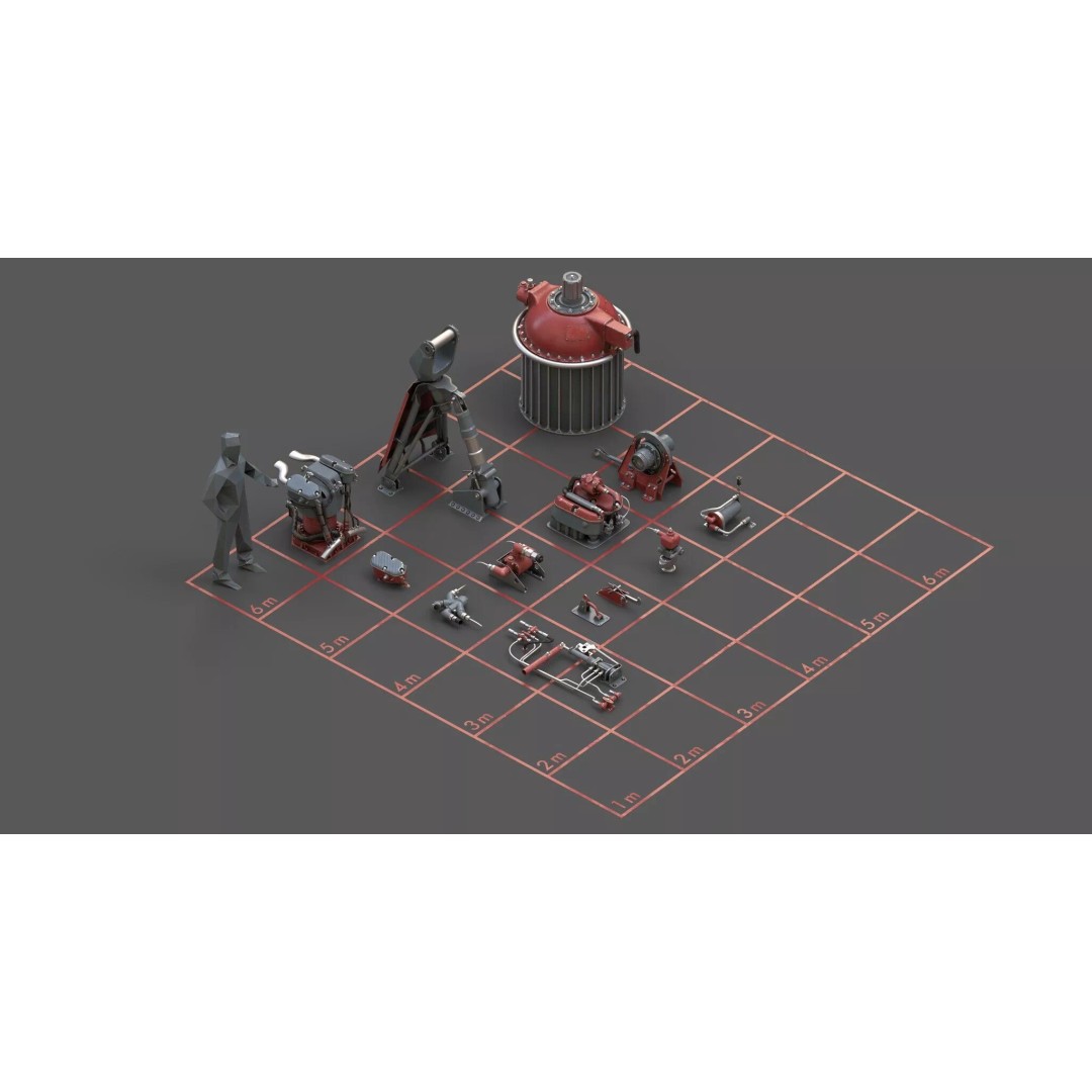 1940s Sci-Fi Technology 3D Model – Kitbash Collection, PBR Textures - View 16