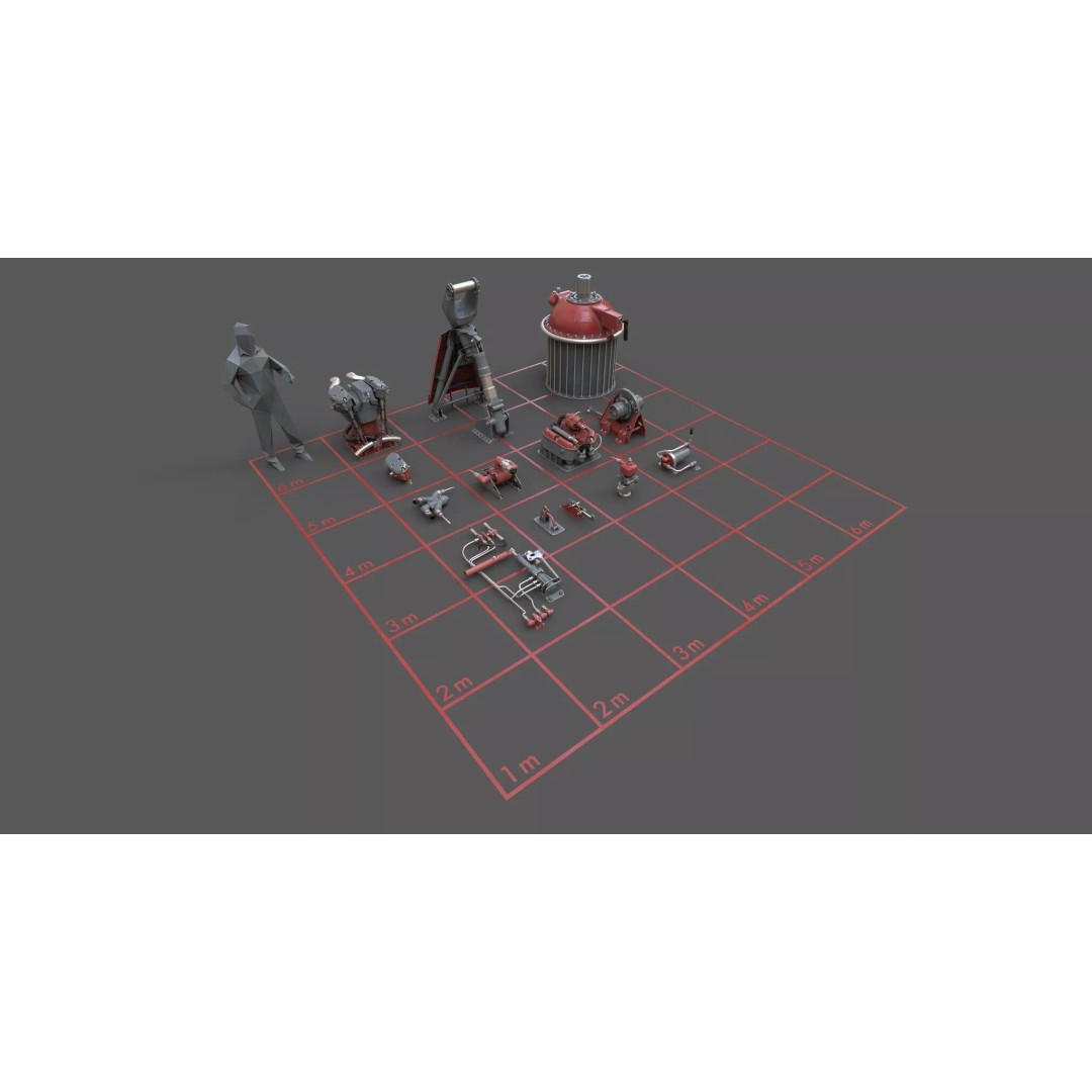 1940s Sci-Fi Technology 3D Model – Kitbash Collection, PBR Textures - View 44