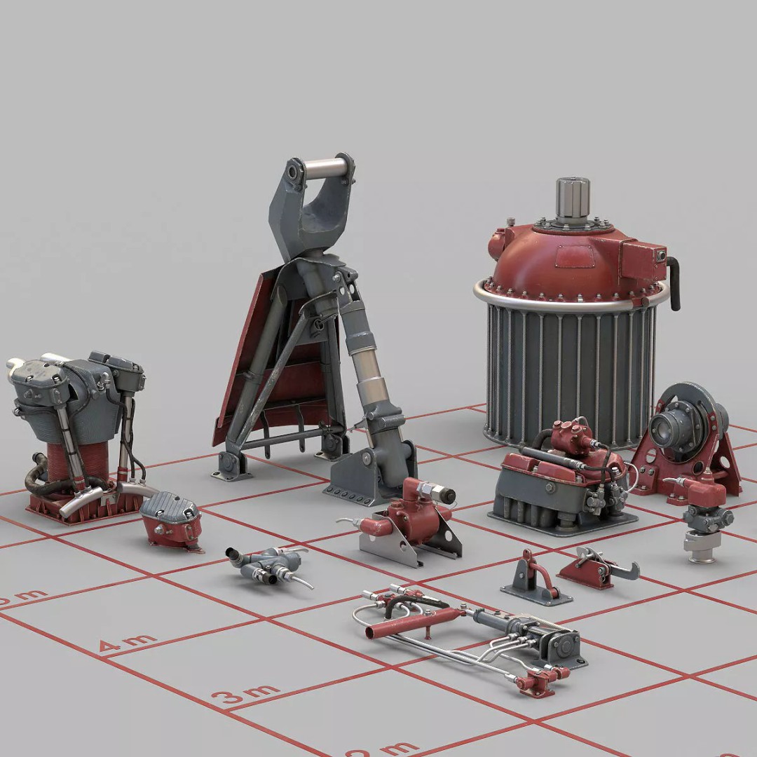 1940s Sci-Fi Technology 3D Model – Kitbash Collection, PBR Textures - View 7