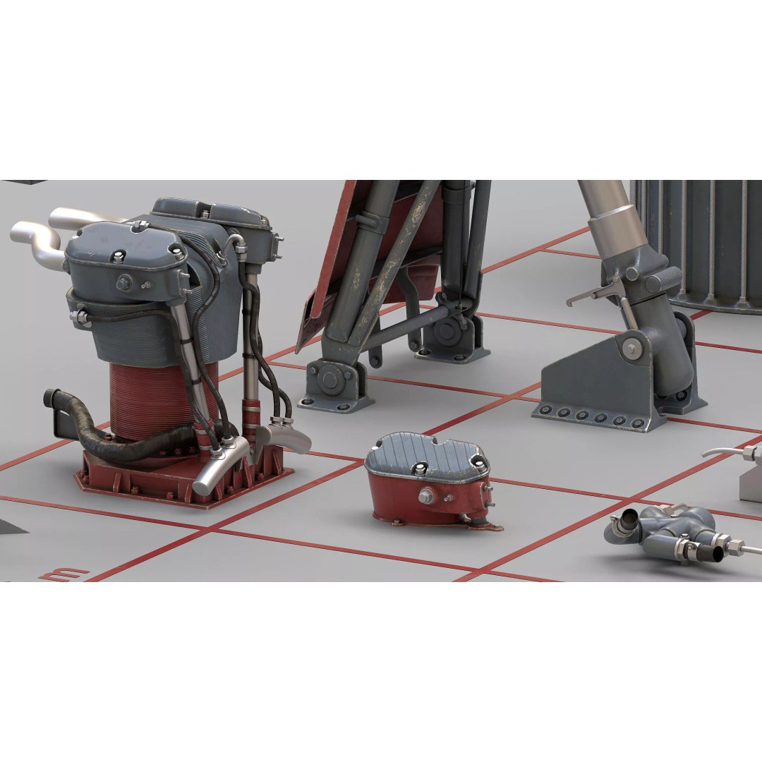 1940s Sci-Fi Technology 3D Model – Kitbash Collection, PBR Textures - View 8
