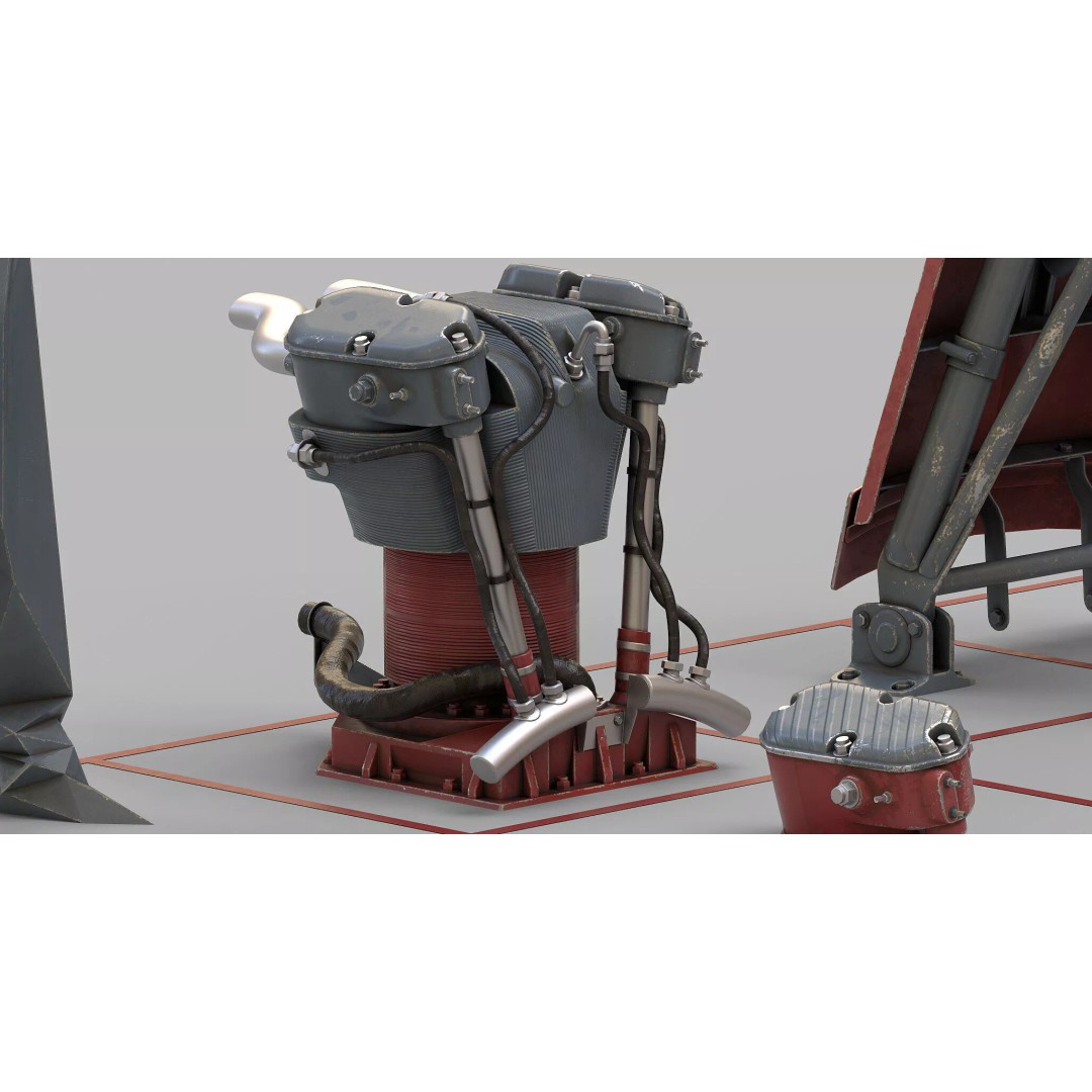 1940s Sci-Fi Technology 3D Model – Kitbash Collection, PBR Textures - View 9