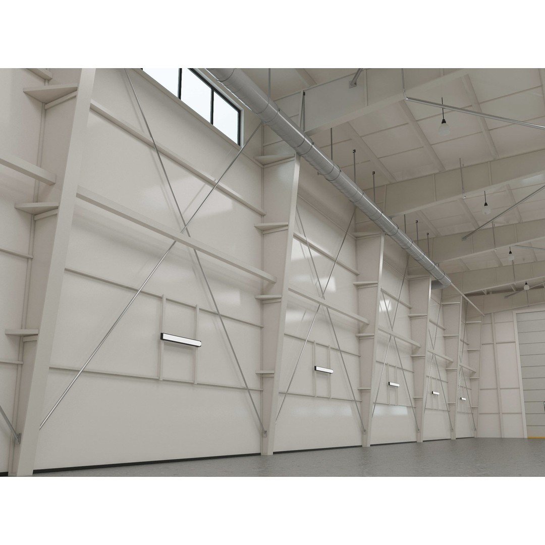 Hangar 3D Model – Detailed Industrial Building, C4D, FBX - View 10