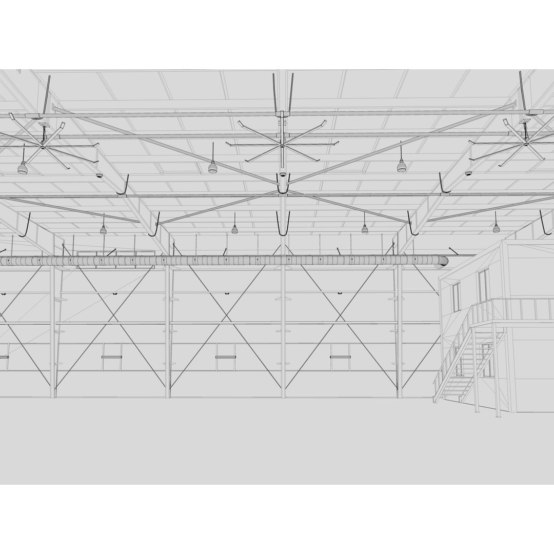 Hangar 3D Model – Detailed Industrial Building, C4D, FBX - View 16