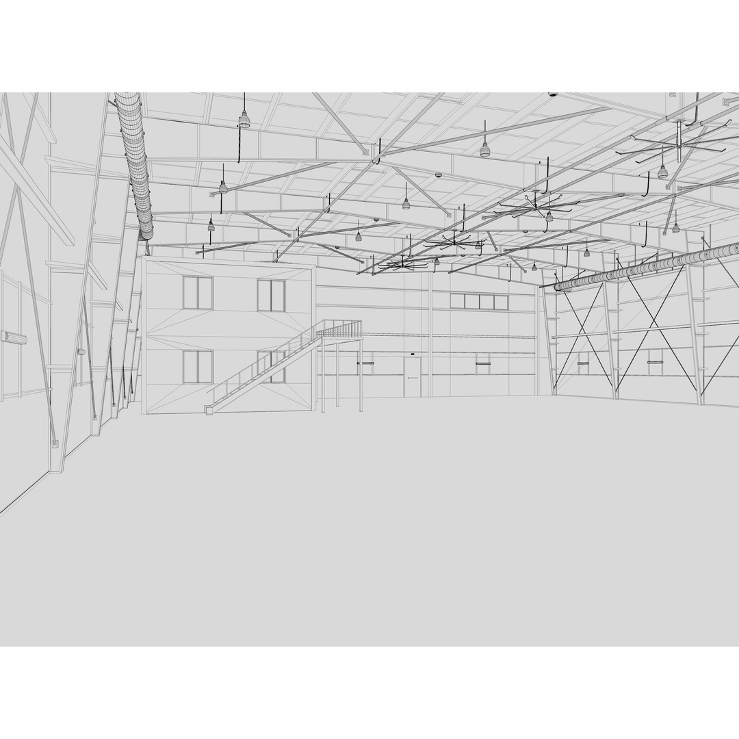 Hangar 3D Model – Detailed Industrial Building, C4D, FBX - View 21