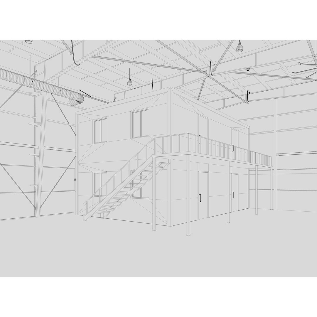 Hangar 3D Model – Detailed Industrial Building, C4D, FBX - View 23