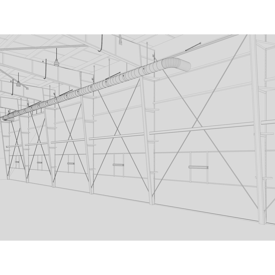 Hangar 3D Model – Detailed Industrial Building, C4D, FBX - View 24