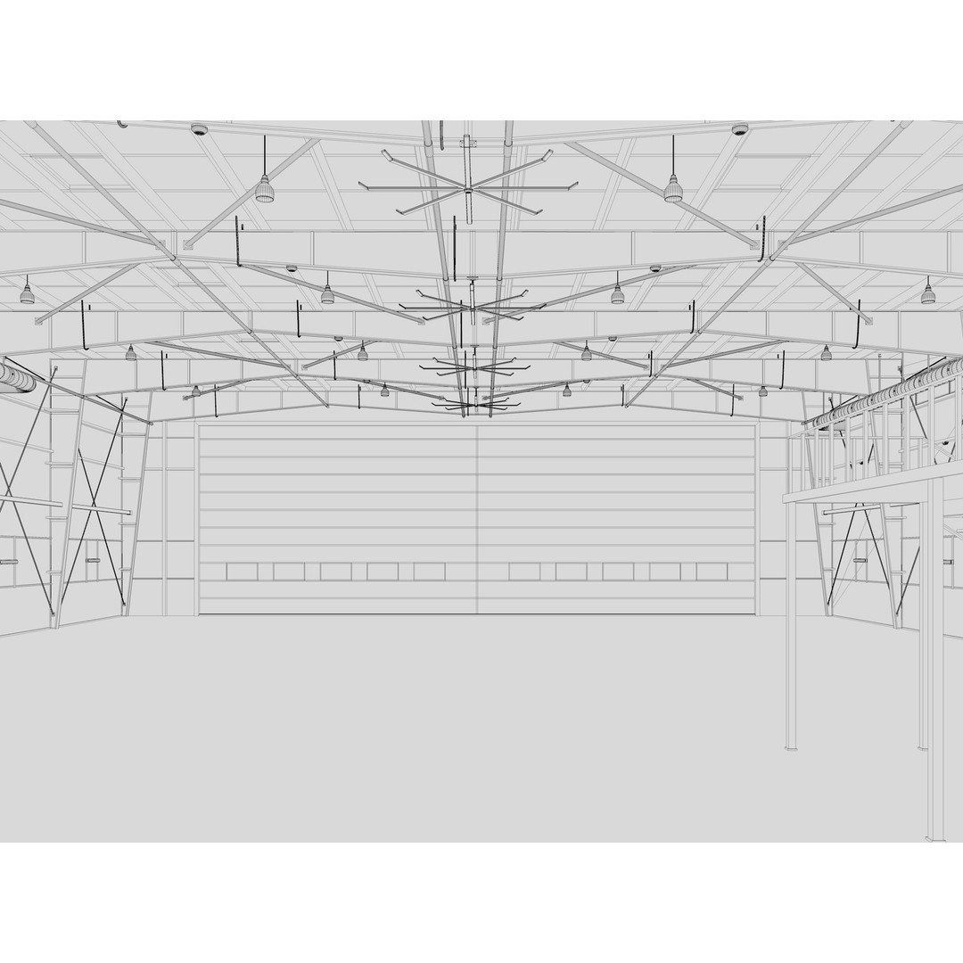 Hangar 3D Model – Detailed Industrial Building, C4D, FBX - View 25