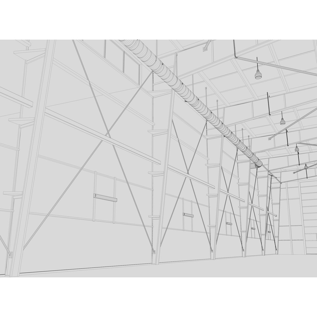 Hangar 3D Model – Detailed Industrial Building, C4D, FBX - View 27