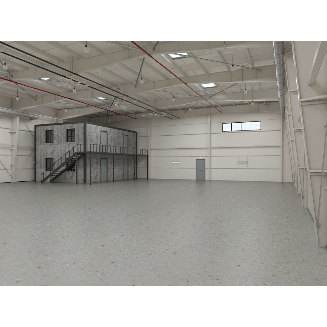Hangar 3D Model – Detailed Industrial Building, C4D, FBX - View 3