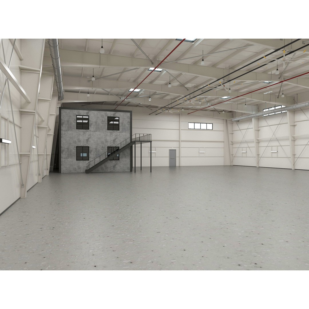 Hangar 3D Model – Detailed Industrial Building, C4D, FBX - View 4