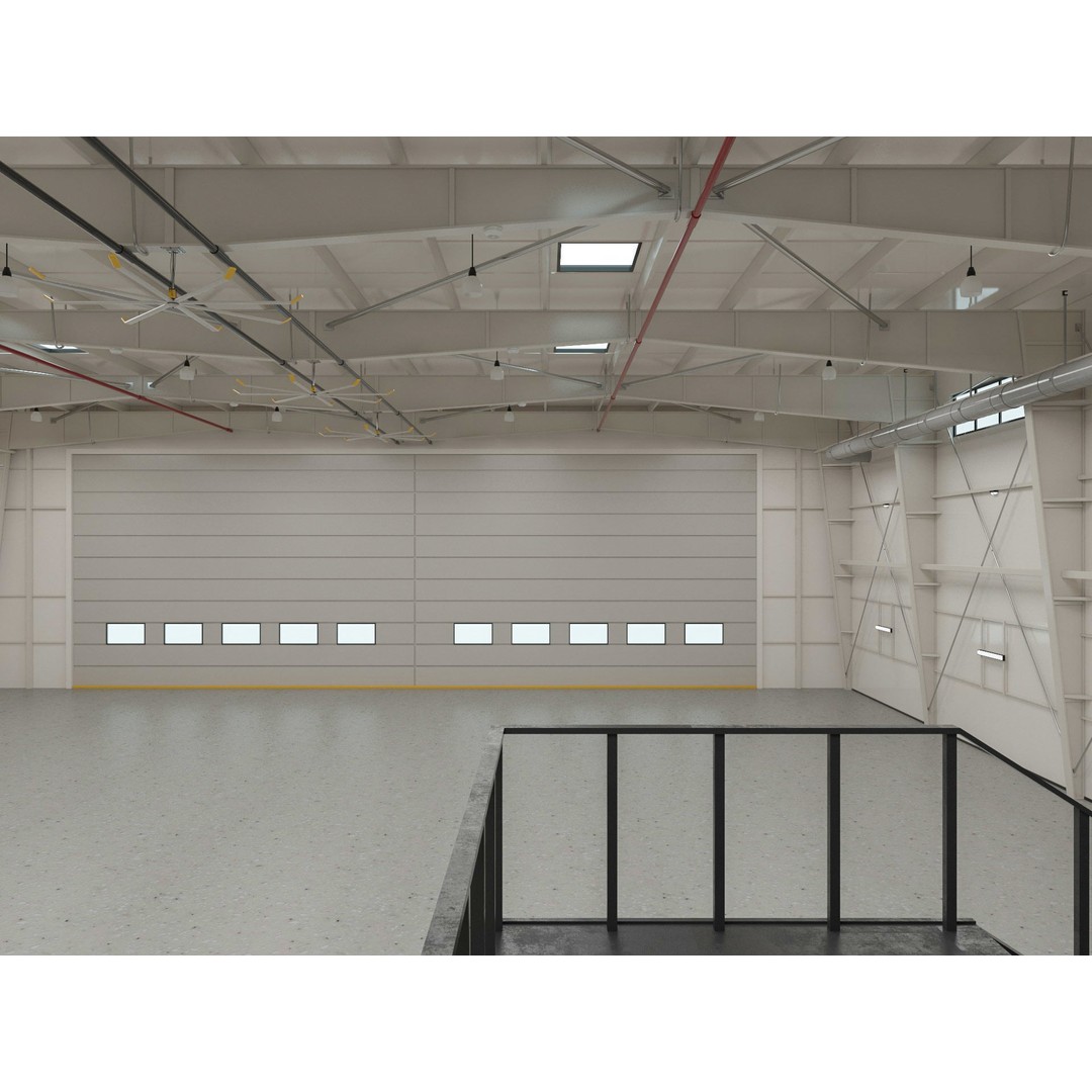 Hangar 3D Model – Detailed Industrial Building, C4D, FBX - View 5