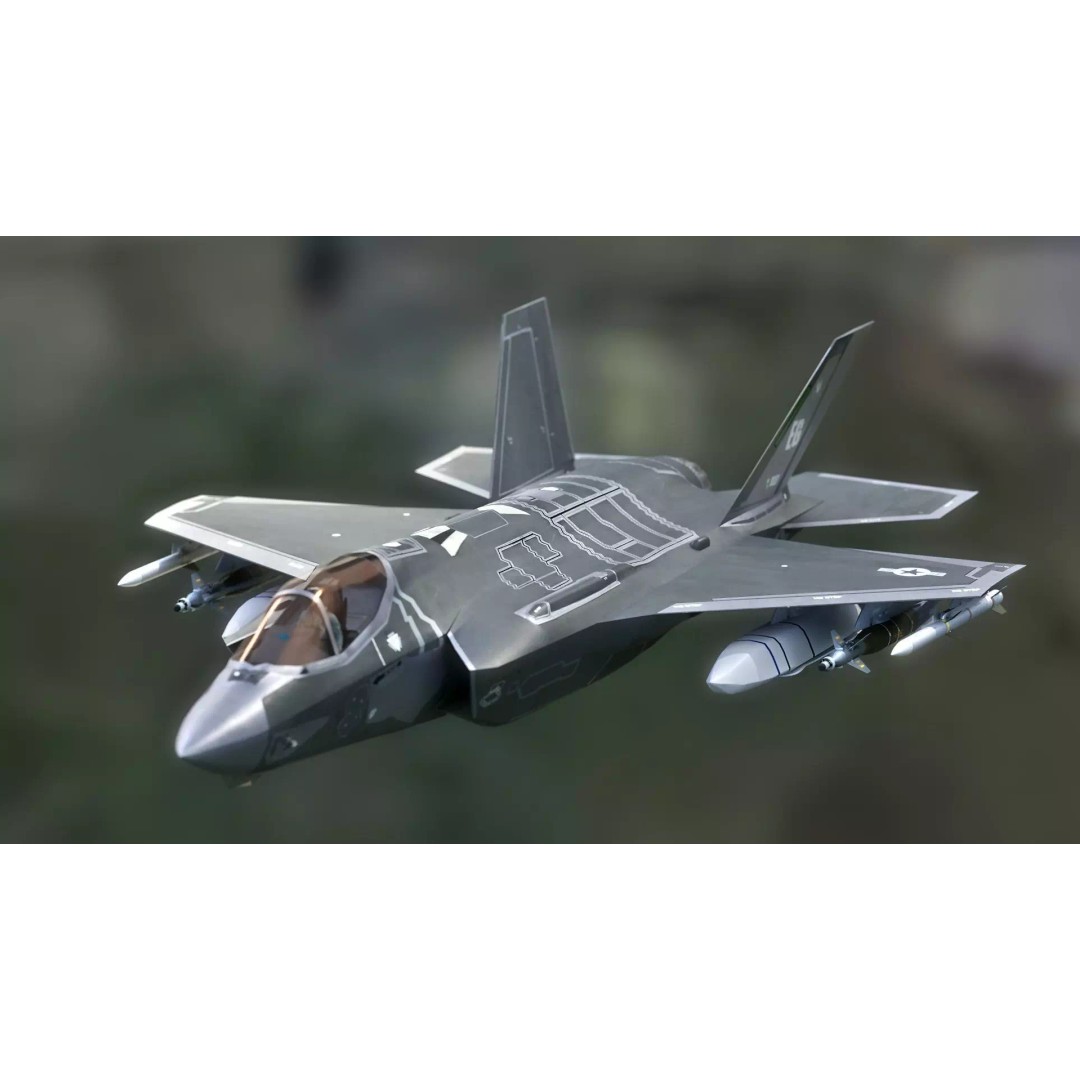 F35A Lightning II 3D Model – Fully Rigged Low-Poly Military Aircraft - View 9