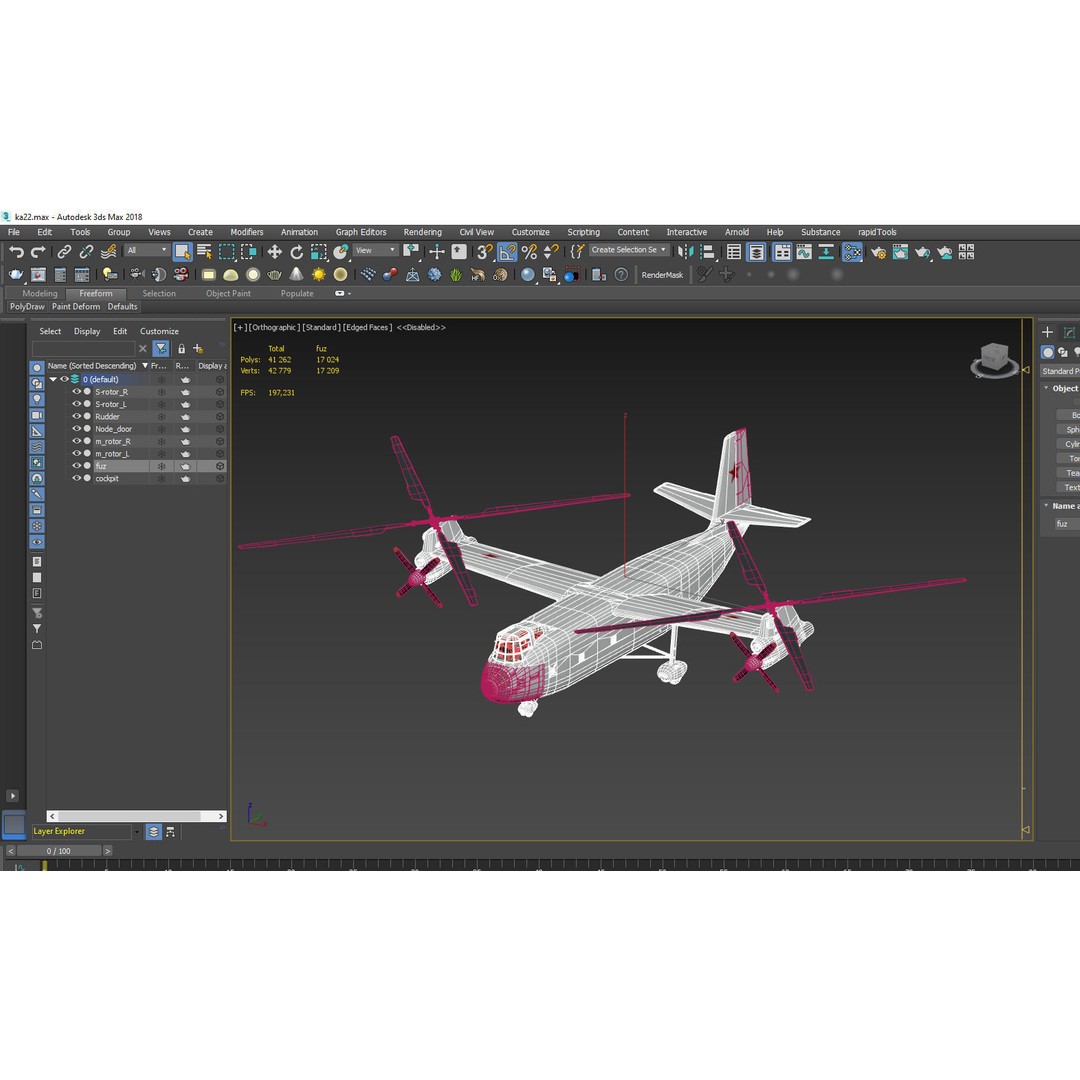 Kamov Ka-22 3D Model – Experimental Helicopter for Animation, FBX - View 18
