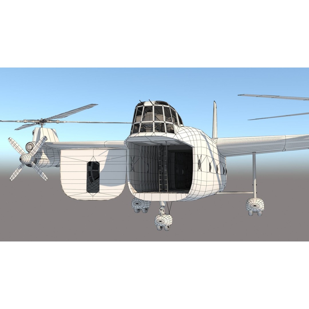 Kamov Ka-22 3D Model – Experimental Helicopter for Animation, FBX - View 21