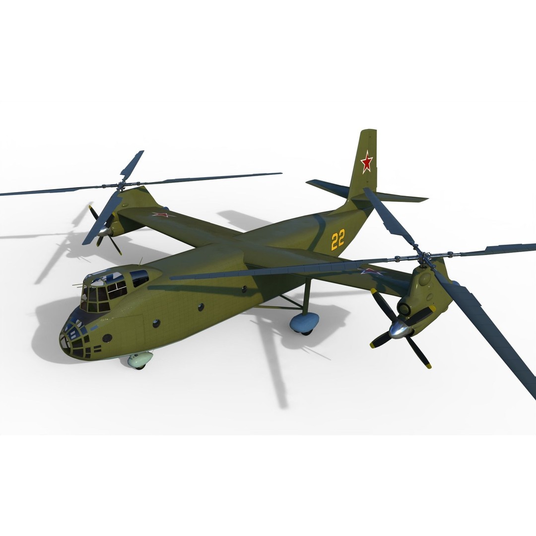 Kamov Ka-22 3D Model – Experimental Helicopter for Animation, FBX - View 5