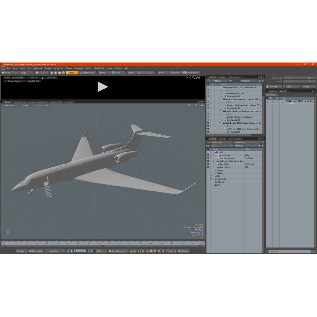 Gulfstream G800 3D Model – Large Business Jet, PBR, FBX